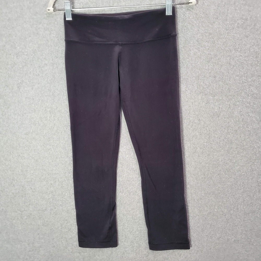Lululemon Women Activewear Pants 4 Black Wunder Under Leggings Cropped Mid Rise